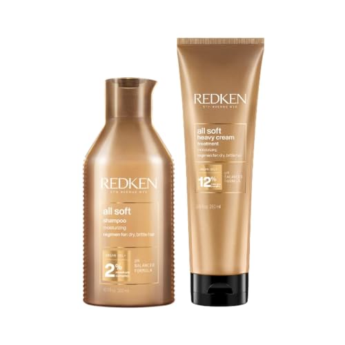 Redken, Pack Champú + Mascarilla Hidratante para cabellos deshidratados y frágiles, All Soft, Champú 300 ml + Mascarilla, 250 ml
