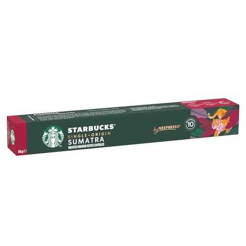 STARBUCKS Single-Origin Sumatra by Nespresso, Dark Roast, Coffee Capsules 6 x 10 (60 Capsules)