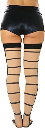 Image of ToBeInStyle Women's Vibrant Horizontal Wide Striped Thigh High Stockings