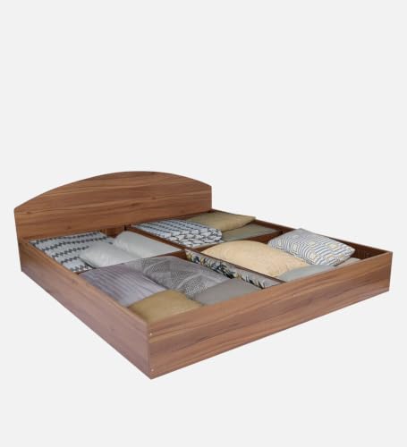 Image of Mintwud Pepperfry Engineered Wood Queen Size Bed with Box Storage for Bedroom Living Room Home Hotel | Wooden Double Bed Cot Palang Furniture (Walnut Finish)