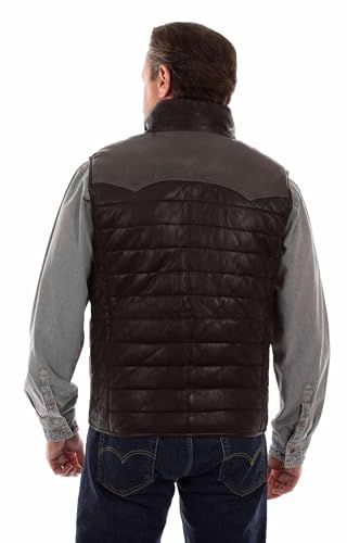 Scully Western Vest Mens Leather Zip Front Smooth Yoke F0_20432