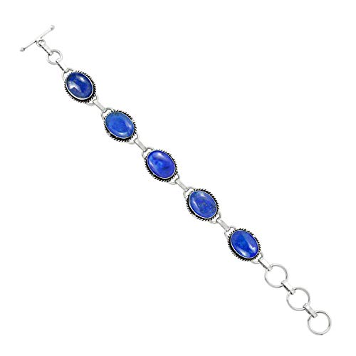 Oval Shape Natural & Synthetic Gemstones 925 Silver Plated Handmade Link Bracelets for Women - Birthstone Vintage Style Bohemian Adjustable Bracelet - Gifts for Wedding Anniversary Christmas2