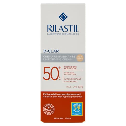 Rilastil Sun System D-Clar SPF50+ Protector Solar Facial Anti-Manchas con Clari-Tech Complex, Unifica el Tono, Resistente al Agua - Tono Light 40 ml
