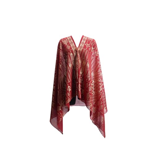 1920s Vintage Shawls and Wraps, Faux Assuit Foil Print Chiffon Scarf Poncho, Bellydance Robe, Bridesmaid Cape2