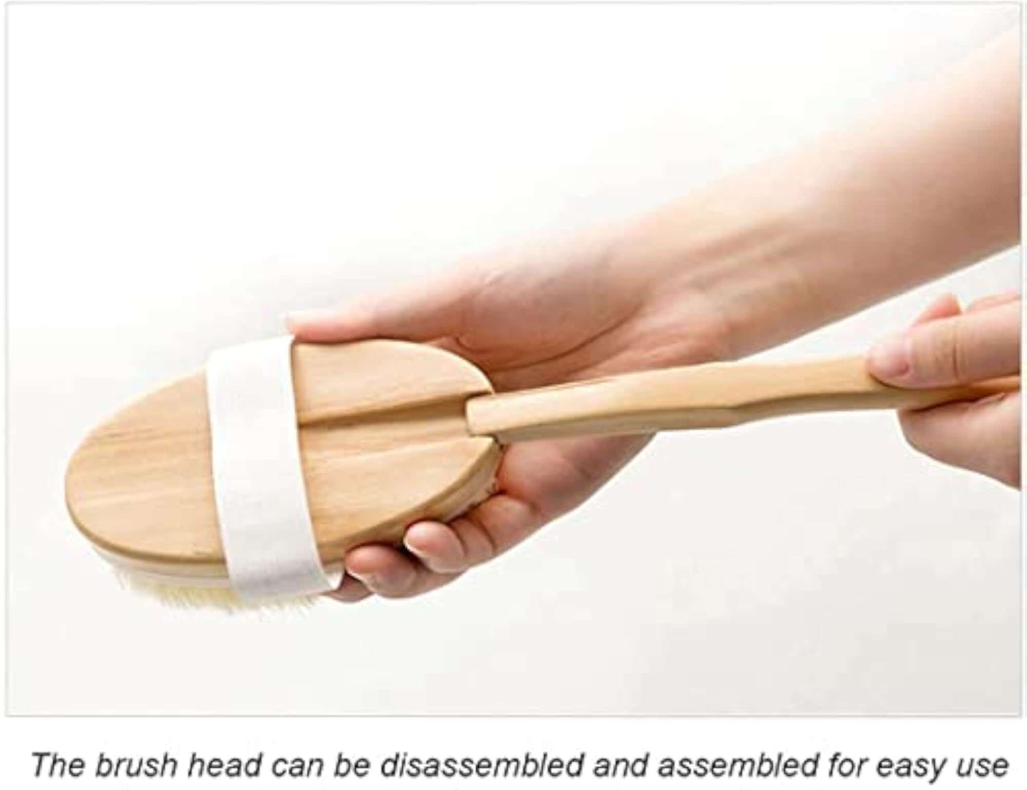 Wooden Bath Brush with Long Detachable Bamboo Handle