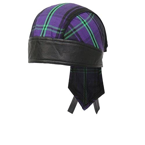 Buffalo Plaid Flannel Purple Green Black Head Wrap Durag Skull Cap Biker Doo Rag Cap Up North Rustic