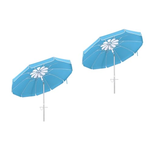 PRETYZOOM Strandschirm Strand UPF 50+ Sonnenschirm Balkon - Windfest Stabil mit Bodenhülse &...