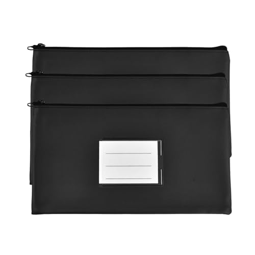 NINGYER 10 Pièces Banknote Pouches, 24,5 X 17,5 Cm Pochette De Dépôt A5, Pochette Billet De Banque With Zip Pour Maison, Travail, L'école, Voyages (Noir