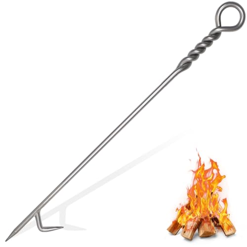 Fire Poker for Fire Pit Outdoor 40in Twisted Rope Design 316 Stainless Steels Fireplace Poker for Fire Pit, Handmade Fire Pit Poker for Firewood Log Coals Campfire Wood Stove, Outdoor and Indoor Use