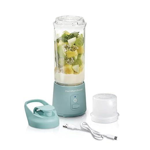 Hamilton Beach Mini Cordless Portable Personal Blender for Shakes and Smoothies, USB Rechargeable, 16 oz. Jar with Leakproof Travel Lid, 6 Stainless Steel Blades, Blue (51182)