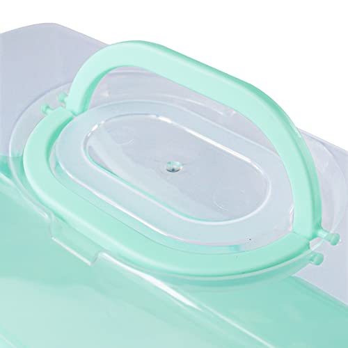 2Pcs Portable Bread Box With Handle Transparent Lid Loaf Cake Storage Carrier For Pastries, Donuts, Bread Rolls, Buns Or Baguettes (Lake Green) #TOP2