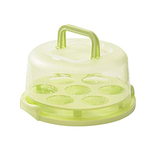 Cake Carrier with Lid and 2 Handle, Cake Stand with Lid, Cake Transport Storage Cupcake Container 7 Round Holes, 3 in 1 Transport Container Boxes for Cake Pie Muffin Pizza, Portable Cake Carriers