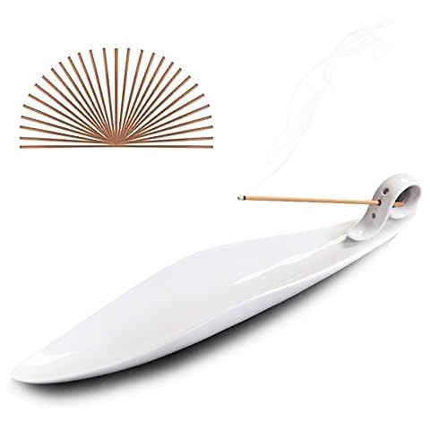 White Porcelain Incense Holder with Leaf Shape and 3 Holes Cover
