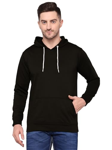 Image of TQH Men's Cotton Blend Fleece Solid Hooded Neck Sweatshirt