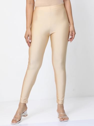 Image of Women's Nylon Shimmer Leggings | Ankle Length | Slim Fit | Stretchable Spandex Leggings | Shiny Finish | Casual Wear & Special Occasion