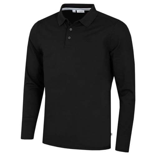 Calvin Klein Mens Long Sleeve Campus Polo Shirt - Black - L