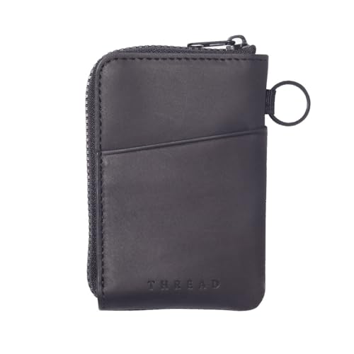 Thread Wallets RFID Blocking Leather Zip Wallet with Card Holder for Men and Women (Black)2