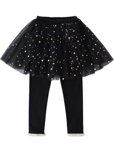 Baby Girls Footless Leggins with Tutu Ruffle Lace Flower Skirt Toddler Cotton Pantskirt for 1-7 Years Old