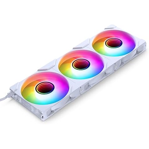 Phanteks M25-120 Gen2 Reversed Blade Triple Pack, 3X 120mm ARGB High Performance Cooling Fans, Daisy-Chain Unified Fan Frame, Infinity Mirror hub, Single Cable Connection, White Cover
