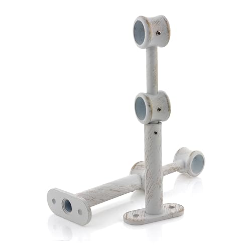 GIRASOLE HOME® Support double réglable 2 tiges de rideau, 2 pièces, murale en alliage de zinc, résistant 18-20 mm (double 175 mm, blanc et or)