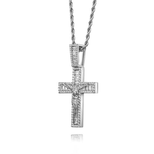 TRIPOD JEWELRY �����Y ���f�B�[�X �\���˃l�b�N���X �C�G�X �N���X �`�F�[�� �A�C�X�A�E�g �o�Q�b�g ���A�� �z���C�g�S�[���h / 18K �S�[���h/���[�Y�S�[���h ���b�L �N���X�`���� �y���_���g (3mm 24�C���` �����b�L ���[�v�`