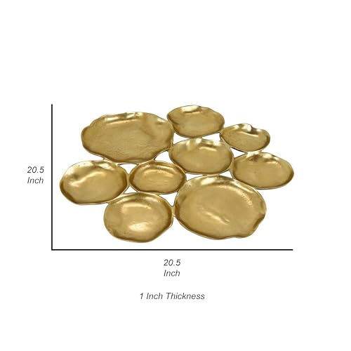 Cuencos decorativos de metal dorado Benjara Jiva artesanía irregular 6