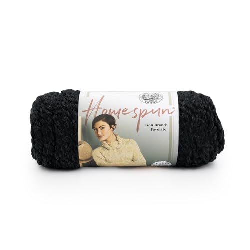 Image of Lion Brand Yarn Homespun Yarn, Soft Bulky Yarn for Knitting, Crocheting, and Crafting, 1 pack, Black