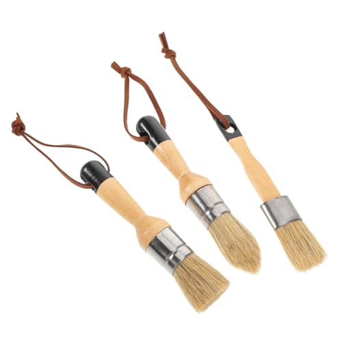 NUOBESTY 1 Juego Juego De Pincel De Cera Equipo Interior Redondo Oscuro Pinceles Mate Casa Pintar Mancha Muebles Cepillo De Pintura del Hogar Practicando Pincel Brocha De Madera 3 Piezas