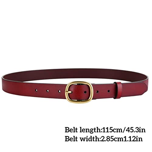 Cinto feminino com ilhós, cinto feminino firme de couro, acessórios estéticos, marrom vermelho 115 c