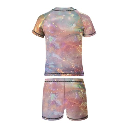 Rainbow Color Glitter SparkleChildren's Casual Swimsuit Set - Simple and Versatile10-12Y（150cm）3