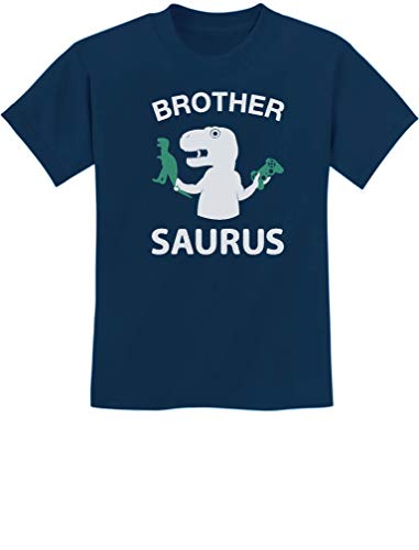 Brother Saurus Shirt Cute Boy T-Rex Gift for Big Brother Kids T-Shirt Medium Navy