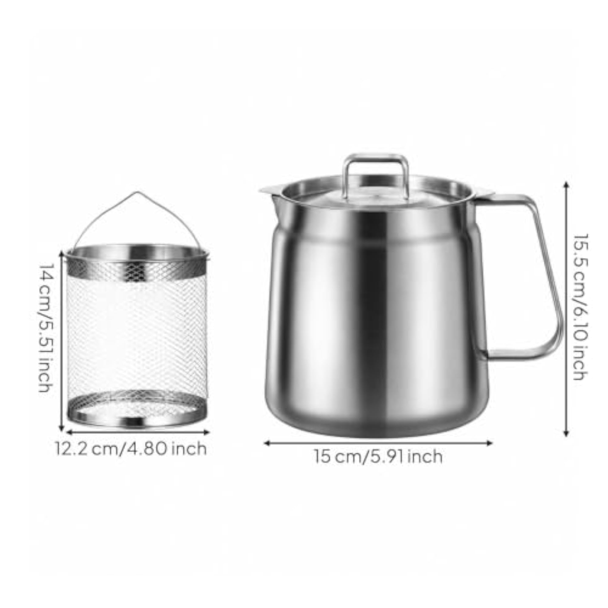 Oil Strainer Pot with Frying Basket, 2.0L