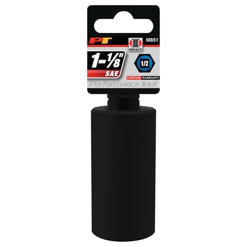 Image of Performance Tool M851 1 /2-Inch Drive 6-Point Impact Socket, 1-1 /8-Inch for Heavy Duty Applications with Enhanced Grip and Durability