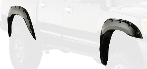 Bushwacker 70908-02 Black Pocket Rivet Style Smooth Finish 4-Piece Fender Flare Set for 2004-2015 Nissan Titan w o Lock Box