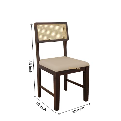 Image of Dining Table Set 2 Seater Dining Set for Home and Kitchen, Rattan Dining Table 2 Seater with Chairs Cane Furniture, Solid Sheesham Wood Dining Set