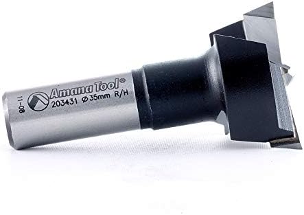 Amana Tool - 203431 Carbide Tipped Hinge Boring Bit R/H 35mm Dia x 60mm Long x 1/2" Sh