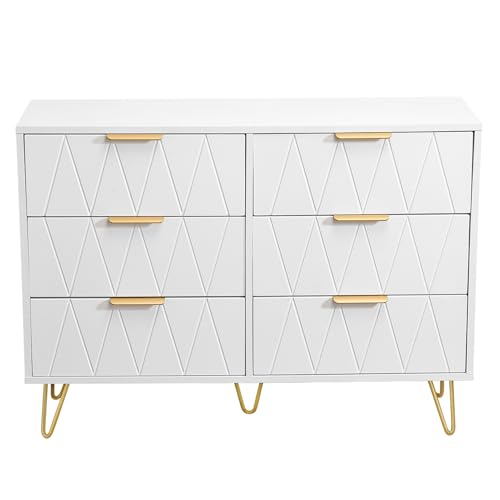 Cómoda armario con 6 cajones, armario para dormitorio, armario de dormitorio, panel de chapa de rombo, blíster, cajonera de almacenamiento, mesita de noche, almacenamiento para dormitorio, sala de