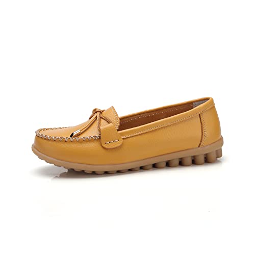 Image of Momuk Women's Penny Loafers Leather Driving Moccasins Slip On Boat Shoes Fashion Comfort Flats