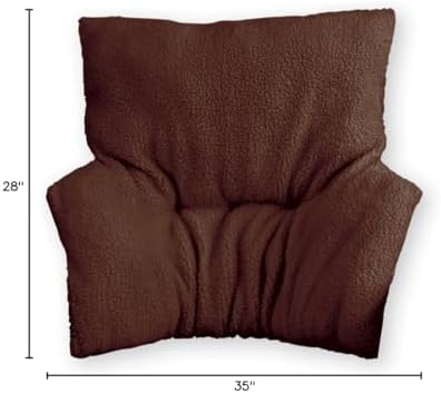 Collections Etc Faux Sheepskin Deluxe Back Rest Support Cushion - Lower Back Support and Comfort for Chair or Bed, Brown, OSFA
