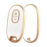 [OFF WE GO] スズキ キーケース ワゴンR ・ ハスラー ・ ラパン ・ ルークス ・ ソリオ ・ MRワゴン ・ アルト ・ パレット ・ スペーシア ・ ワゴンアール スズキ/SUZUKI スマートキー 2ボタン 等に適応 TPU製 スズキ スマートキーカバー 傷防止 耐衝撃 - ホワイトゴールド