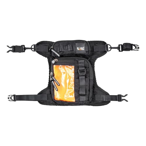 Image of MONKEY TROOPERS Drift Magnetic Thigh Bag for Bikers, 5L | Black Camo | Waist & Leg Motorcycle Bag with Strap, Magnet Mount, Touch-Sensitive Navigation Pocket, Large Capacity for Riding & Hiking