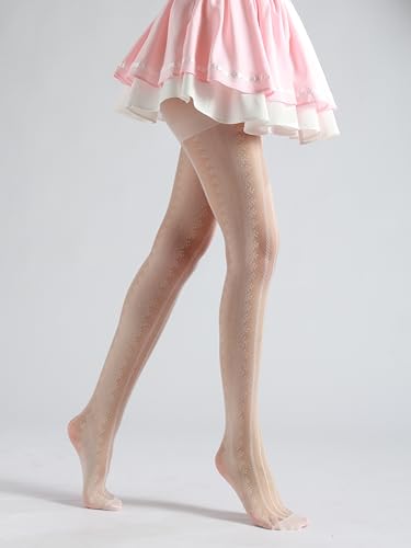 Image of Sahabowi Women Tights, Sheer High Waist Pantyhose, Vintage Control Top Stockings, Siwa7