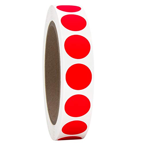 3/4" Bright Red Round Color Coding Circle Dot Labels on a Ro