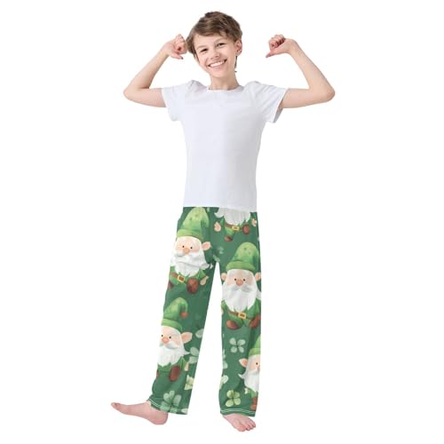 Gnome Lucky Clovers Boys Long Pants Soft Trousers Elastic Waist Kids Lounge Bottoms with Pockets S-XL3