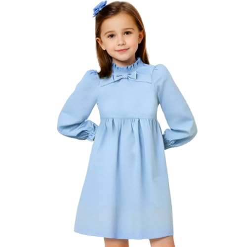 Image of Jobakids Girl Dress Casual Floral Applique Peter Pan Collar Long Sleeve Tutu Fall Christmas Tunic Shirt Clothes