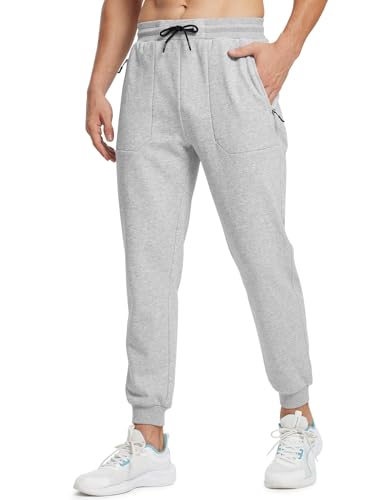 Image of Rdruko Men's Fleece Joggers Pants Winter Warm Sweatpants with Zipper Pockets Athletic Running Gym Workout