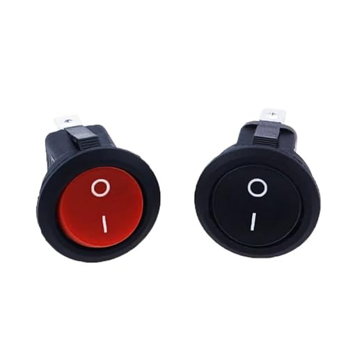 Interruptor basculante redondo rojo de 2 pines ON-OFF mini conmutador para barco KCD1-105 3