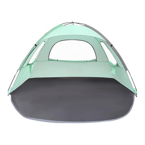Tente de plage respirante et ultra légère avec abri de soleil vert