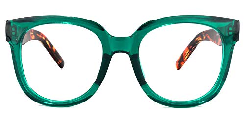 Image of Zeelool Unisex Retro Oversized Square Glasses with Non-prescription Clear Lens Harrell ZOP049594-01 Dark-Green