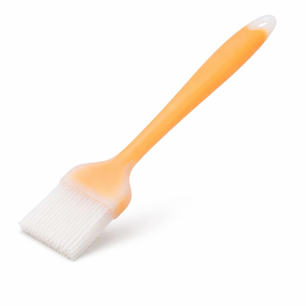 Silicone Basting Oil Brush for Kitchen | Butter, Barbecue, Pastry Brush for Grilling, Cooking, Baking, Marinades | Heat Resistant, Dishwasher Safe | Orange, Pack of 1